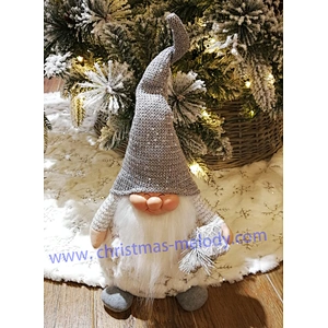 15”Grey elf with feet and lights