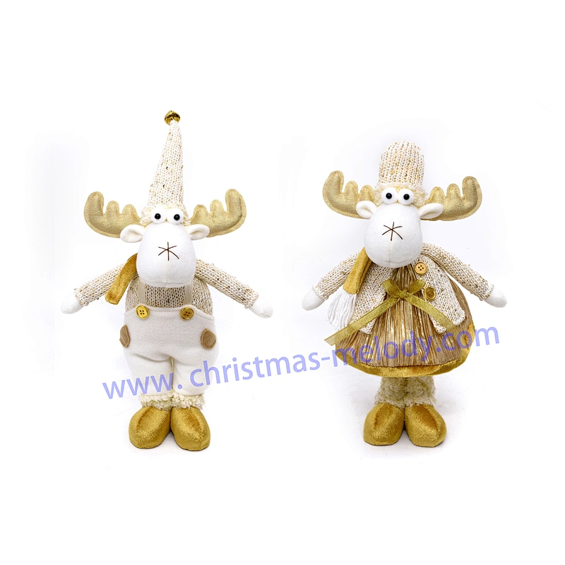 30/35cm  Golden White Christmas deer ab
