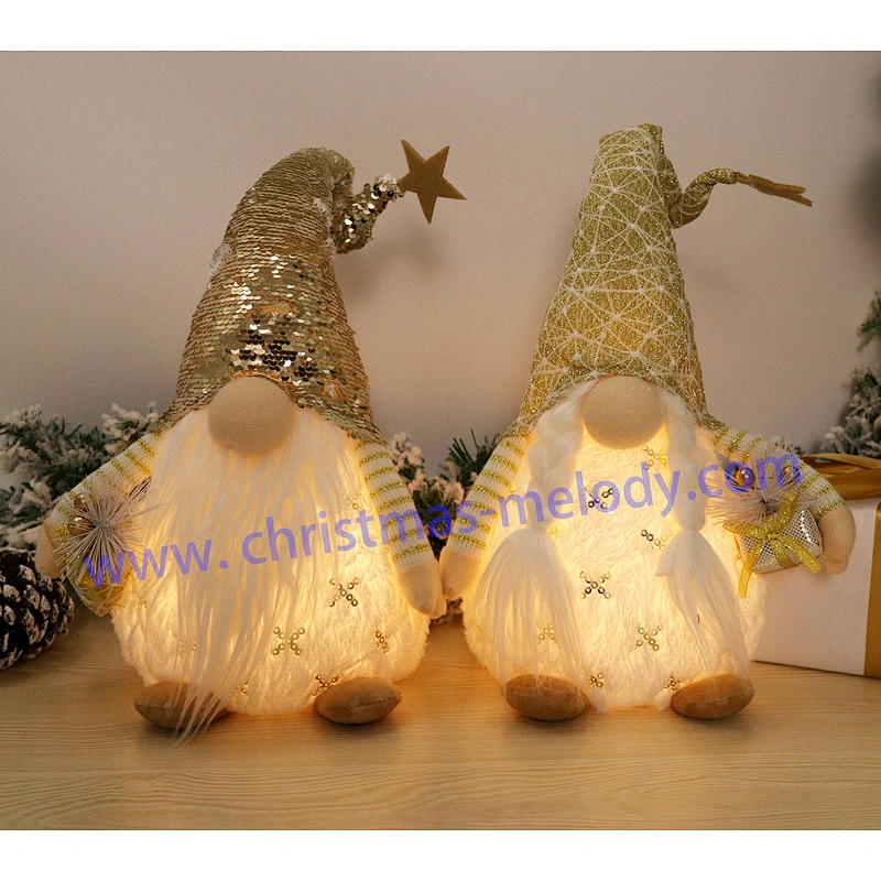 55cm  Golden fairy with feet and lights and big nose