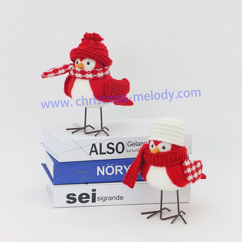 17cm  Birds in red and white hats  AB
