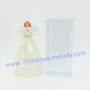 30cm Pink and White Lighted Angel Christmas Tree Topper-Clesr Light