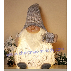 15”Grey elf with feet and lights