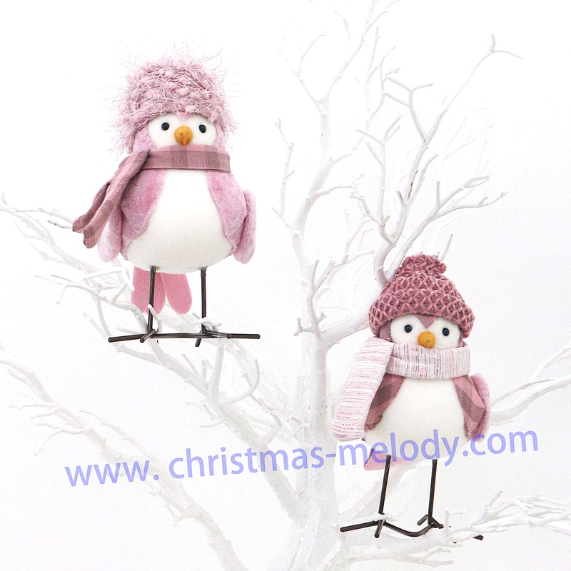 17cm  Purple and pink bird with hat  AB
