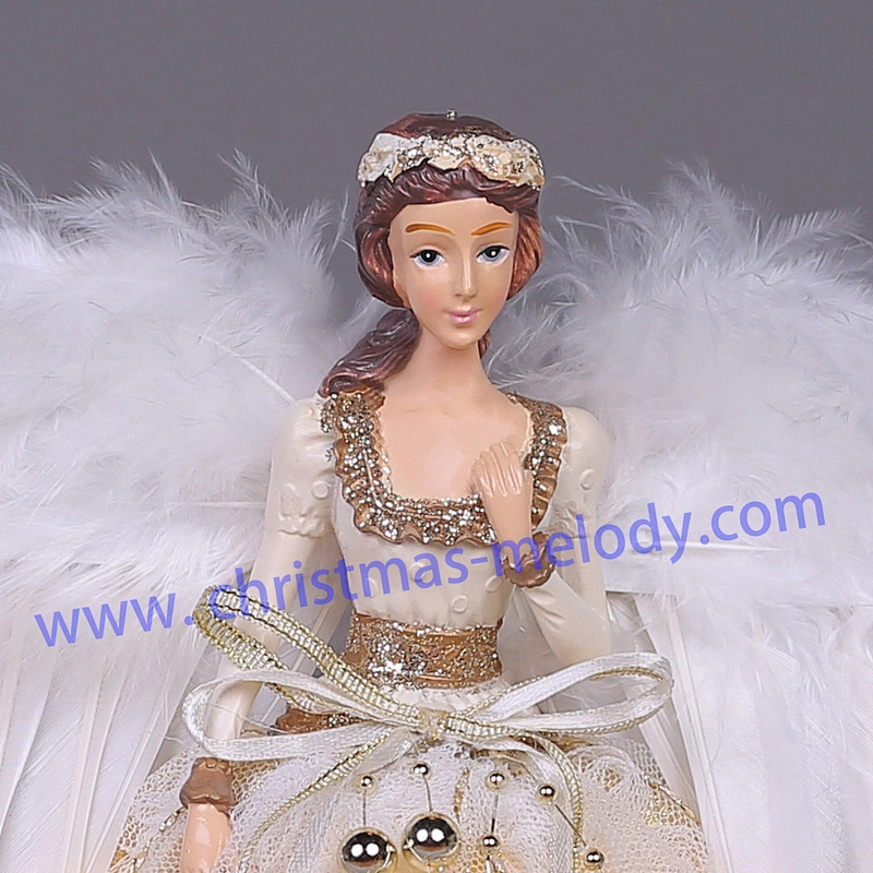 30cm Pink and White Lighted Angel Christmas Tree Topper-Clesr Light