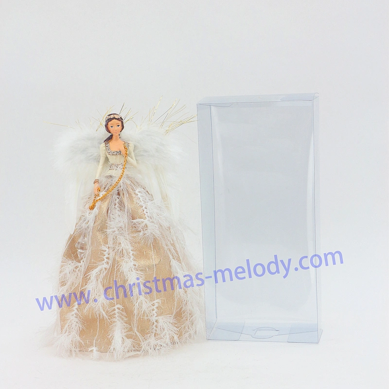 30cm White Lighted Angel Christmas Tree Topper-Clesr Light