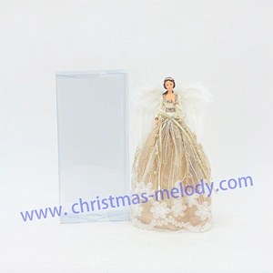 30cm Pink and White Lighted Angel Christmas Tree Topper-Clesr Light