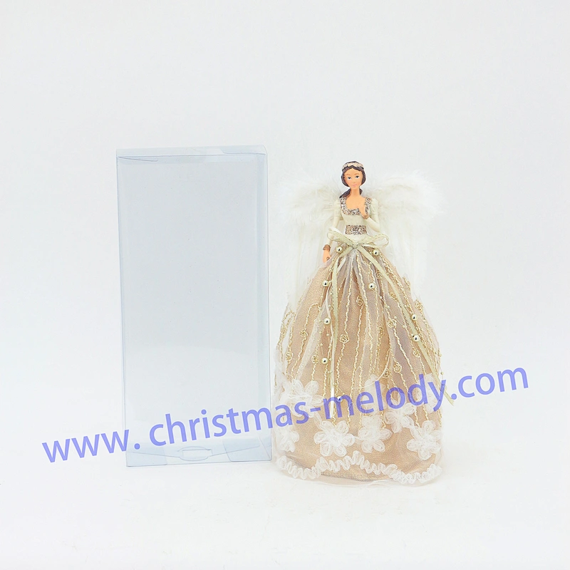 30cm Pink and White Lighted Angel Christmas Tree Topper-Clesr Light