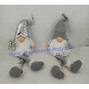 60cm  Gray soft back sitting with light big nose Elf