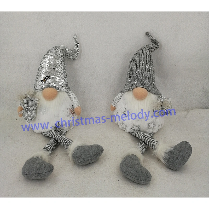 60cm  Gray soft back sitting with light big nose Elf