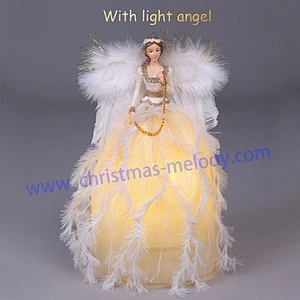30cm White Lighted Angel Christmas Tree Topper-Clesr Light