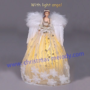 30cm Pink and White Lighted Angel Christmas Tree Topper-Clesr Light