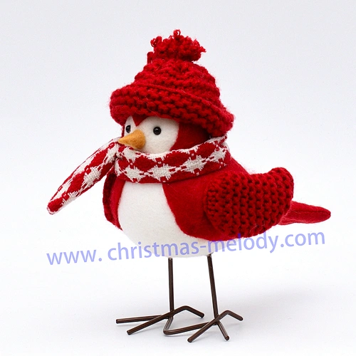 17cm  Birds in red and white hats  AB