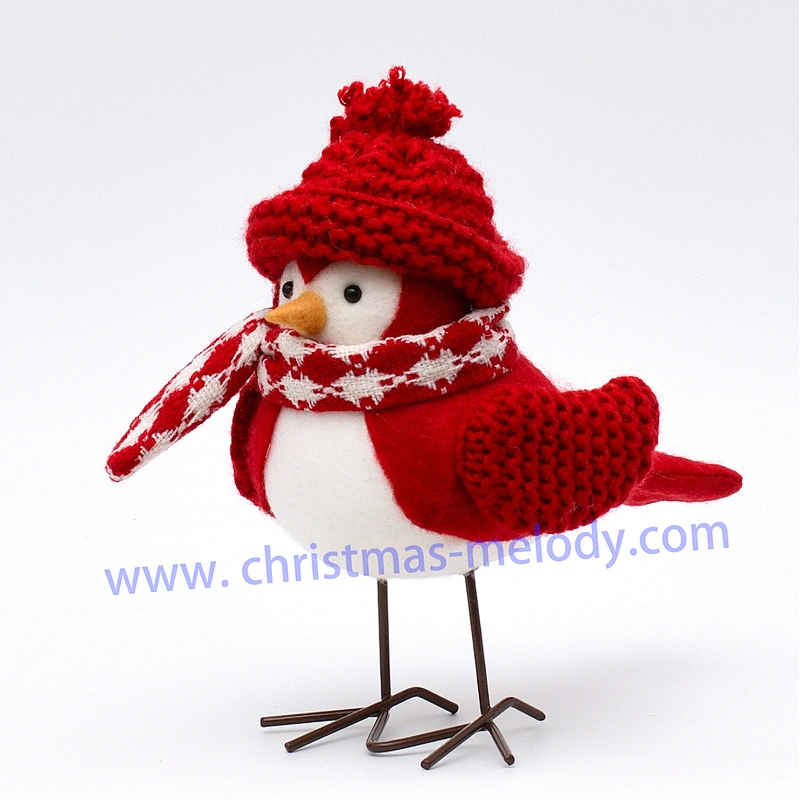 17cm  Birds in red and white hats  AB