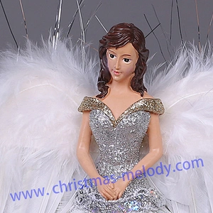 12 Inch-Silvery and Light White Lighted Angel Christmas Tree Topper-Clesr Light
