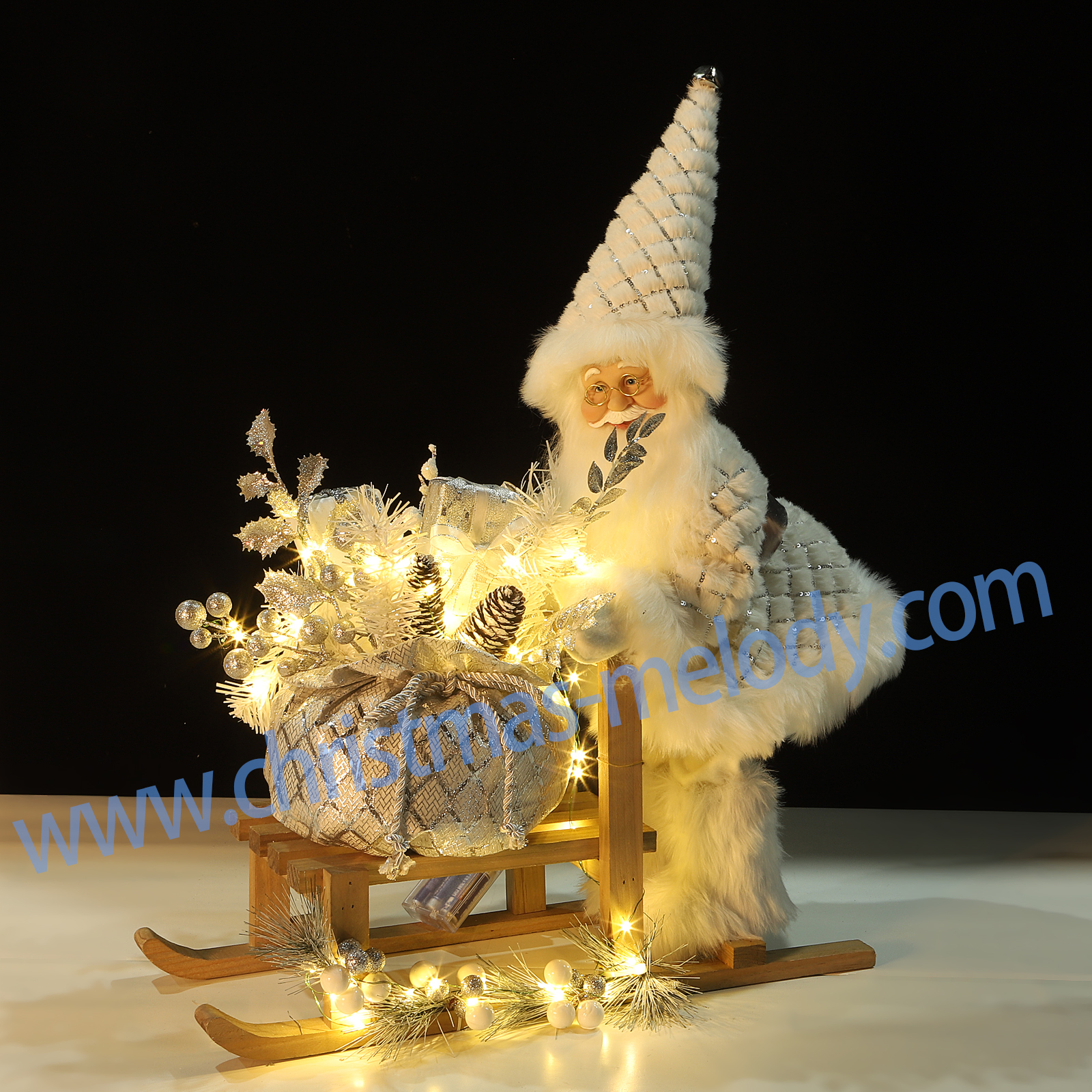 48*65CM Santa Claus with light cart
