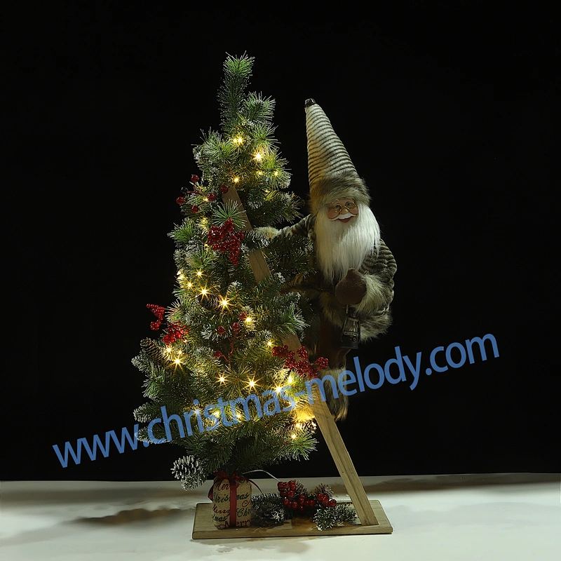 38*20*90CM Ladder Santa with light