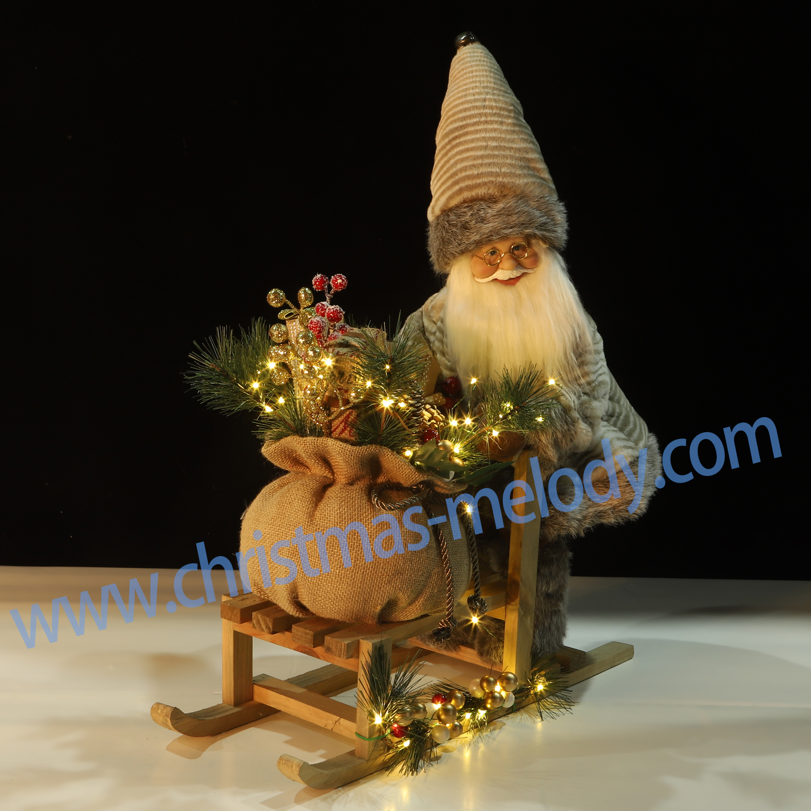 48*65CM  Santa Claus with light cart