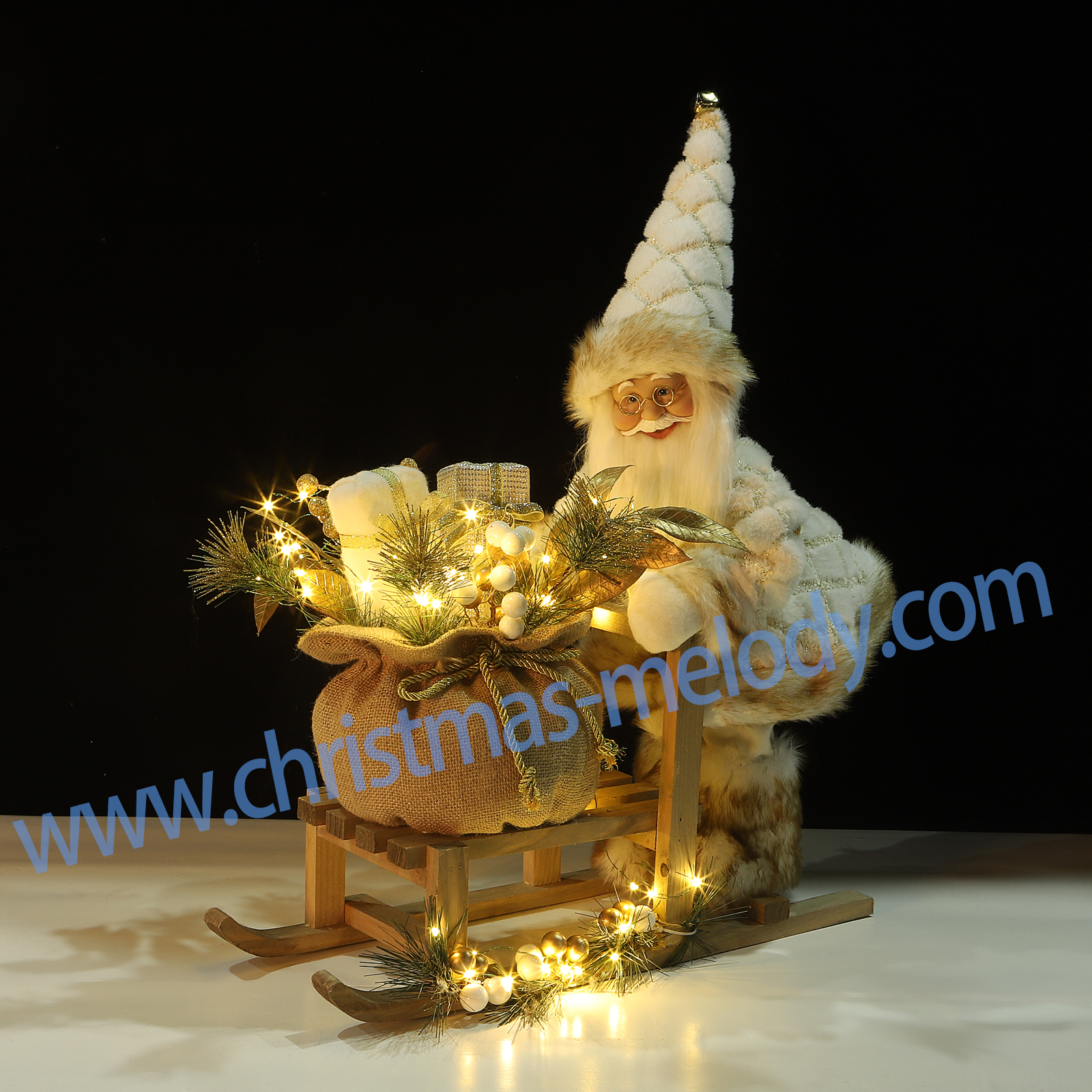 48*65CM Santa Claus with light cart
