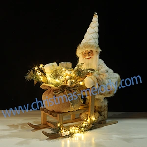 48*65CM Santa Claus with light cart