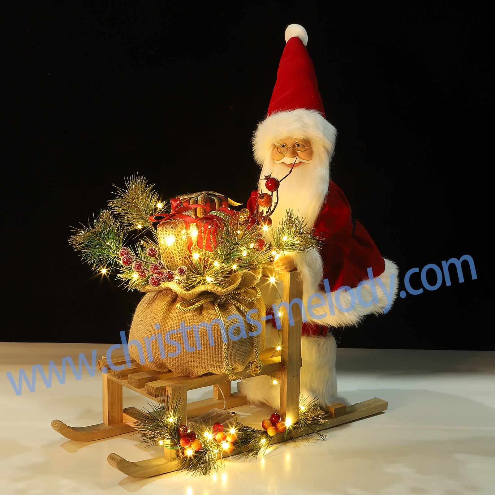 48*65CM  Santa Claus with light cart