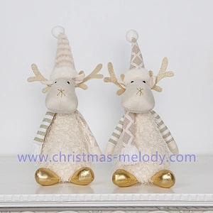 A pair of deer with Christmas lights