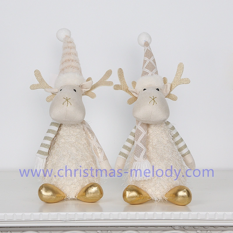 A pair of deer with Christmas lights