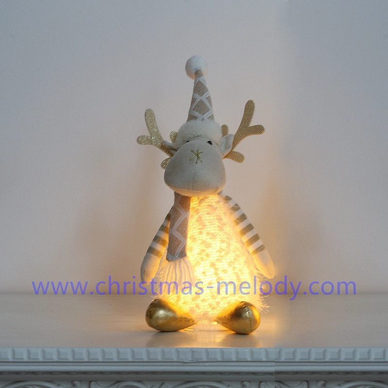 A pair of deer with Christmas lights