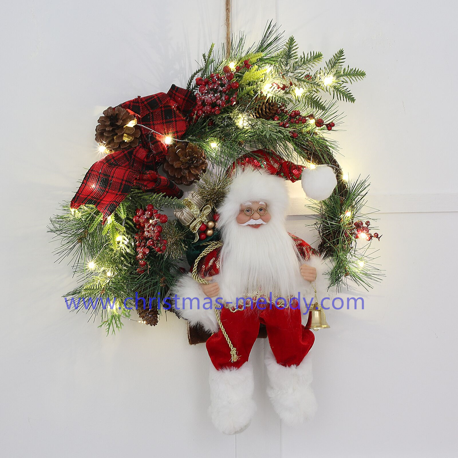 50*70CM Santa Claus with lantern wreath