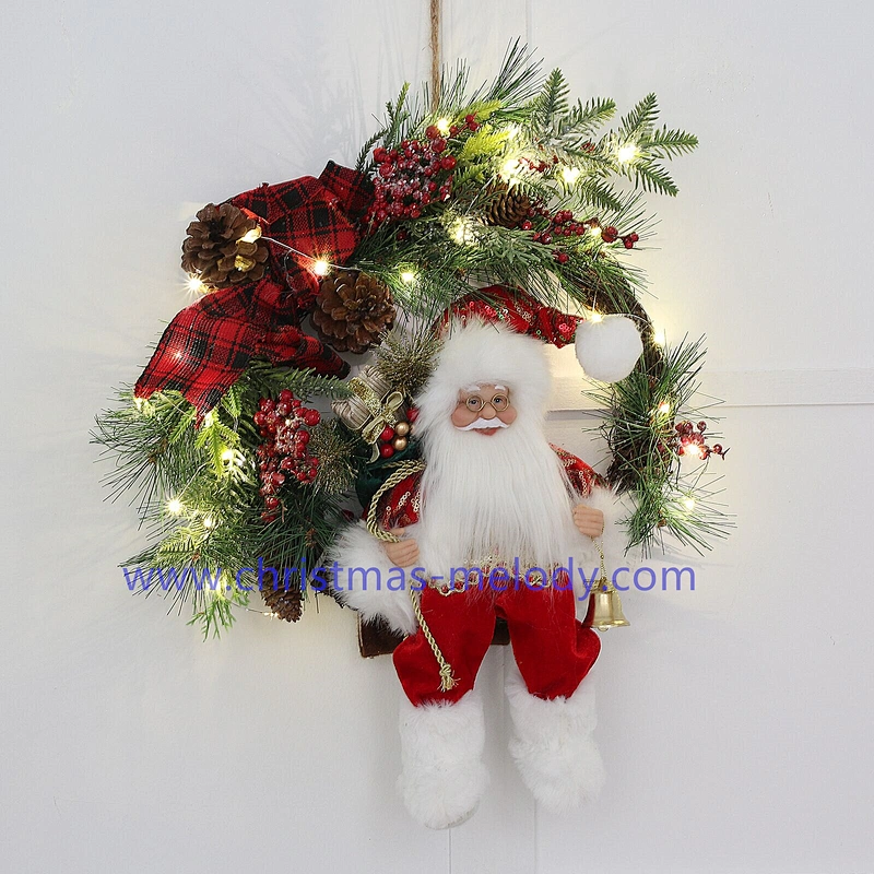 50*70CM Santa Claus with lantern wreath