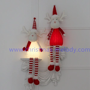 A pair of deer with Christmas lights