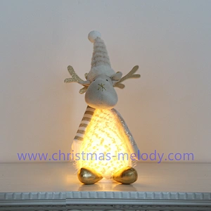 A pair of deer with Christmas lights