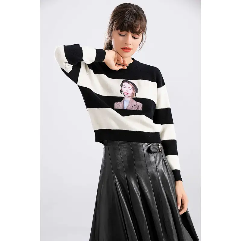 Wholesale Winter Casual Cable Long Sleeve Knit Thick Women Acrylic Sweater