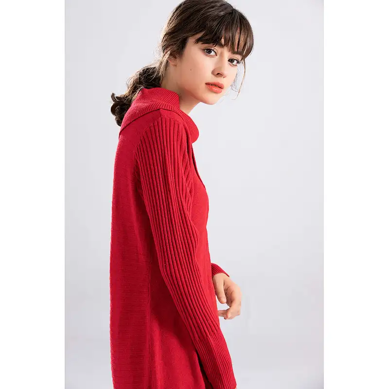 Wholesale Winter Casual Cable Long Sleeve Knit Thick Women Acrylic Sweater