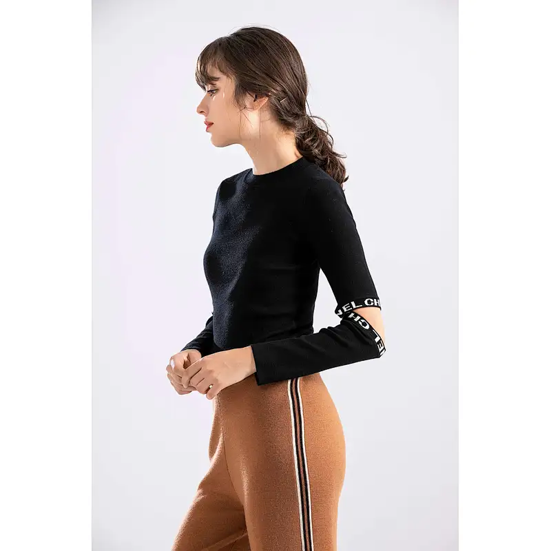 Wholesale Designs For Ladies Fall Half Turtleneck Merino Wool Pullover Sweater