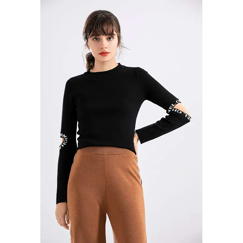 Wholesale Designs For Ladies Fall Half Turtleneck Merino Wool Pullover Sweater
