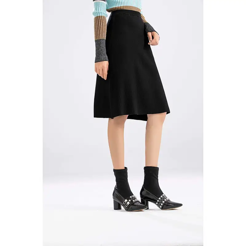 A line comfy Fitting knitwear Sweater skirt  For Autumn