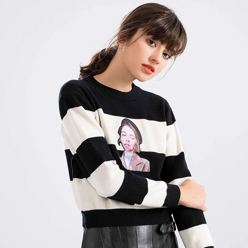 Wholesale Winter Casual Cable Long Sleeve Knit Thick Women Acrylic Sweater