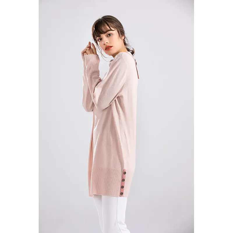 Latest Design Pattern Jacquard Knitwear Custom Knitted Pink Women Winter Sweater