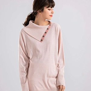 Latest Design Pattern Jacquard Knitwear Custom Knitted Pink Women Winter Sweater