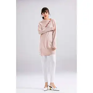 Latest Design Pattern Jacquard Knitwear Custom Knitted Pink Women Winter Sweater