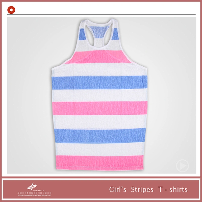 Three Color Mixed Strip Girl Vest Factory Price With High Quality