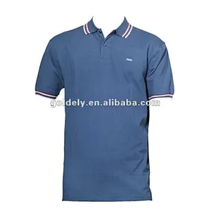 Y/D stripe flat knit collar men's t shirt with high quality