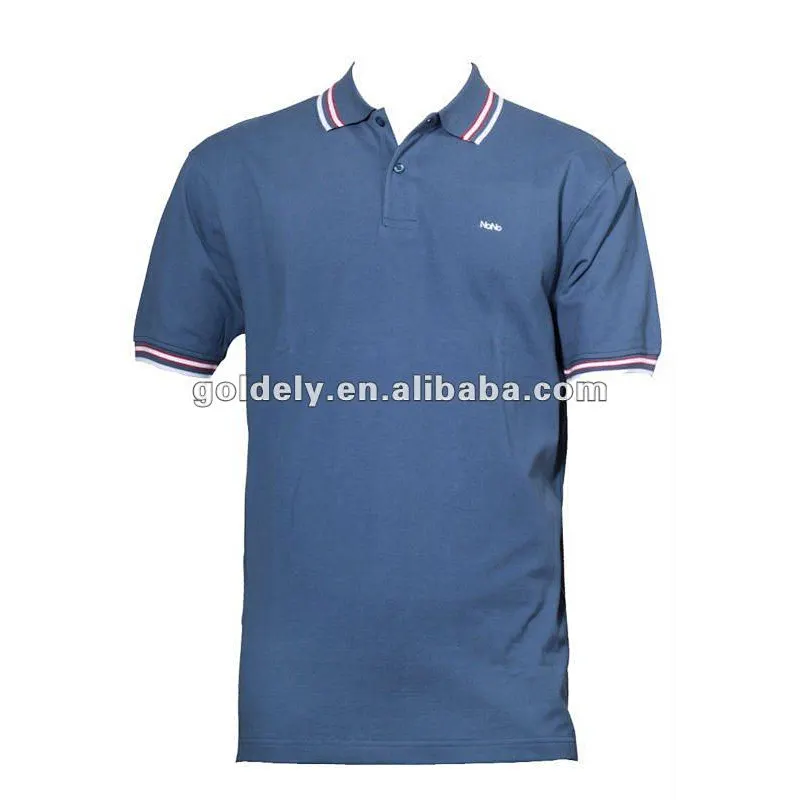 Y/D stripe flat knit collar men's t shirt with high quality