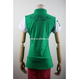 Embroidery applique men's and women's flat knit collar T-shirt wholesale