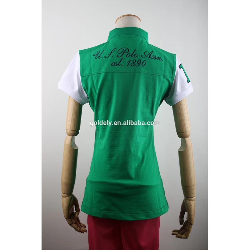 Embroidery applique men's and women's flat knit collar T-shirt wholesale