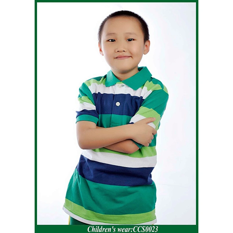 High quality cotton polo shirts for kids/China manufacturer printed shiripe polo shirt