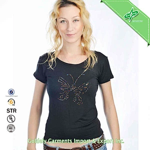 2014 Custom Popular Sublimation Blank Plain High Quality Cotton Slim Fit Womens T-shirts