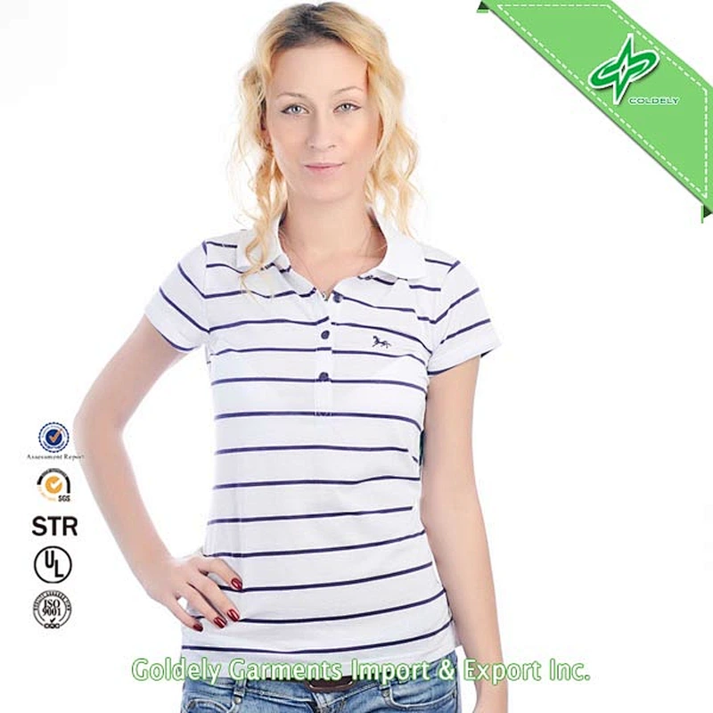 Fashion Style High Quality Slim Fit Women's White Polo Shirt With Short Sleeve