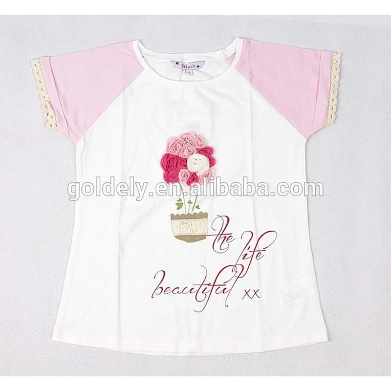 Wholesale Custom Sweet Teen Girl Ruffle T Shirt