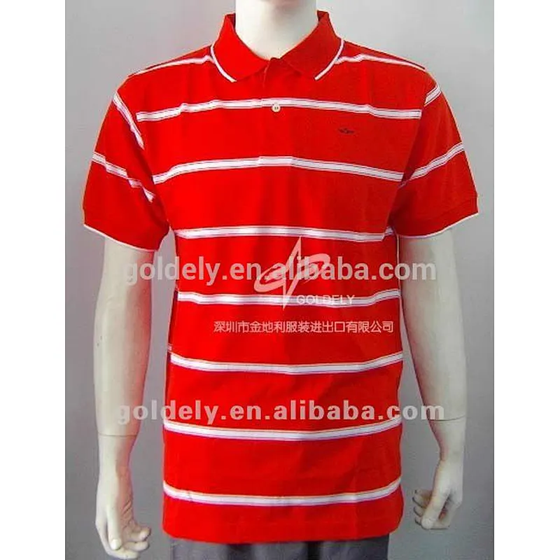 2016 OEM/ODM red and white color combination dry fit polo shirt stripe men polo shirts